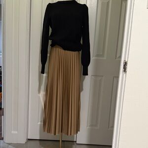 NWT J. Crew Tan A-Line Pleated Satin Skirt